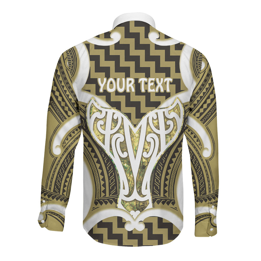 Aotearoa Atua Tangaroa Personalised Long Sleeve Button Shirt God Of The Sea Maori Whale Tail Yellow
