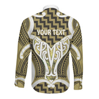 Aotearoa Atua Tangaroa Personalised Long Sleeve Button Shirt God Of The Sea Maori Whale Tail Yellow