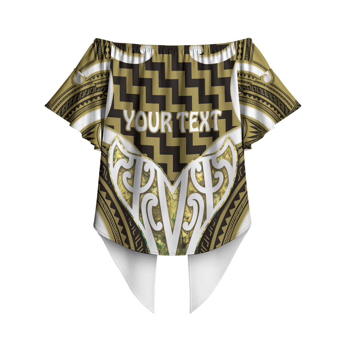 Aotearoa Atua Tangaroa Personalised Off Shoulder Wrap Waist Top God Of The Sea Maori Whale Tail Yellow