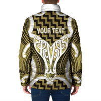 Aotearoa Atua Tangaroa Personalised Padded Jacket God Of The Sea Maori Whale Tail Yellow