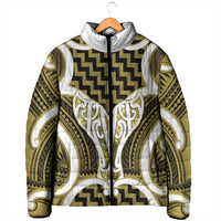 Aotearoa Atua Tangaroa Personalised Padded Jacket God Of The Sea Maori Whale Tail Yellow