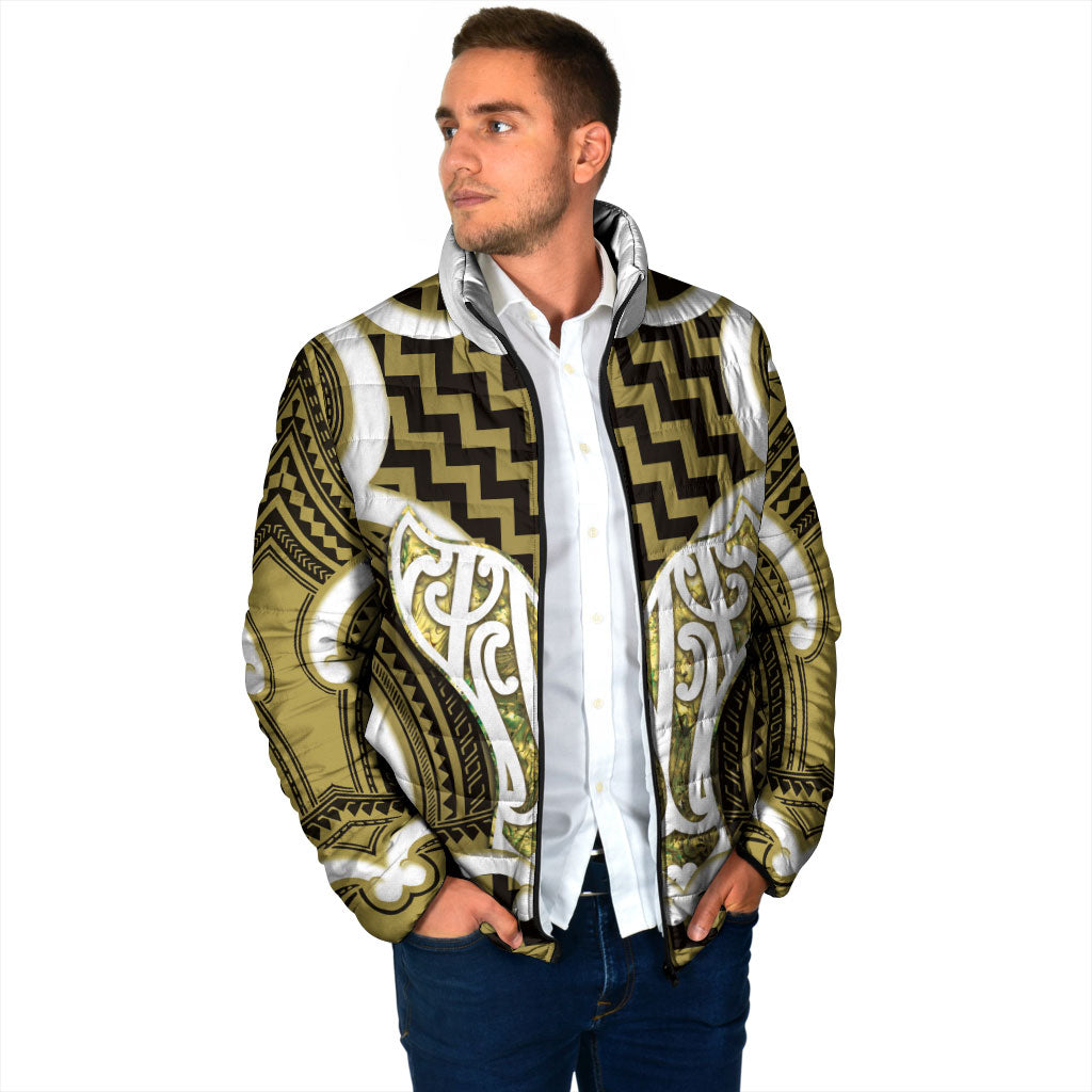 Aotearoa Atua Tangaroa Personalised Padded Jacket God Of The Sea Maori Whale Tail Yellow