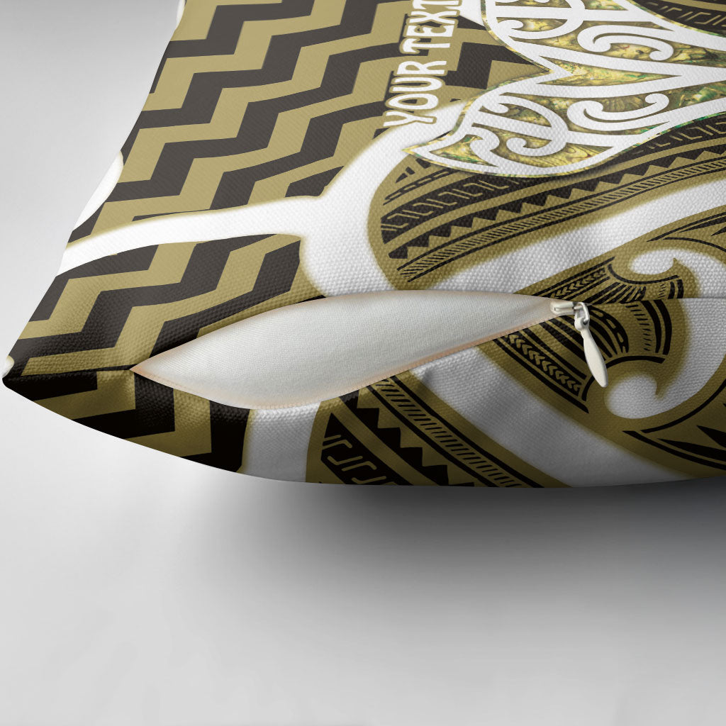 Aotearoa Atua Tangaroa Personalised Pillow Cover God Of The Sea Maori Whale Tail Yellow