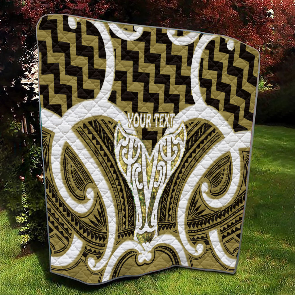 Aotearoa Atua Tangaroa Personalised Quilt God Of The Sea Maori Whale Tail Yellow
