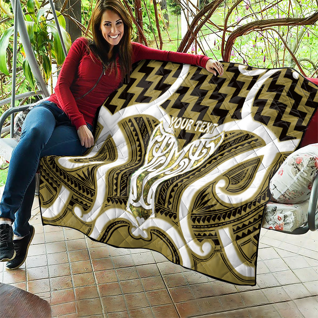 Aotearoa Atua Tangaroa Personalised Quilt God Of The Sea Maori Whale Tail Yellow