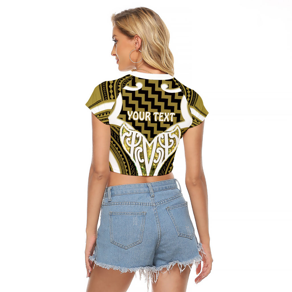Aotearoa Atua Tangaroa Personalised Raglan Cropped T Shirt God Of The Sea Maori Whale Tail Yellow