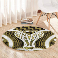 Aotearoa Atua Tangaroa Personalised Round Carpet God Of The Sea Maori Whale Tail Yellow