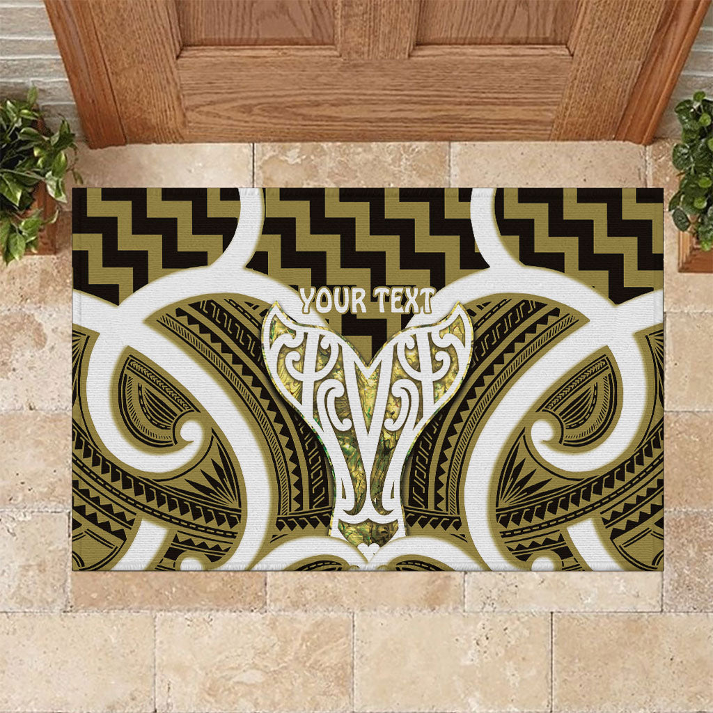 Aotearoa Atua Tangaroa Personalised Rubber Doormat God Of The Sea Maori Whale Tail Yellow