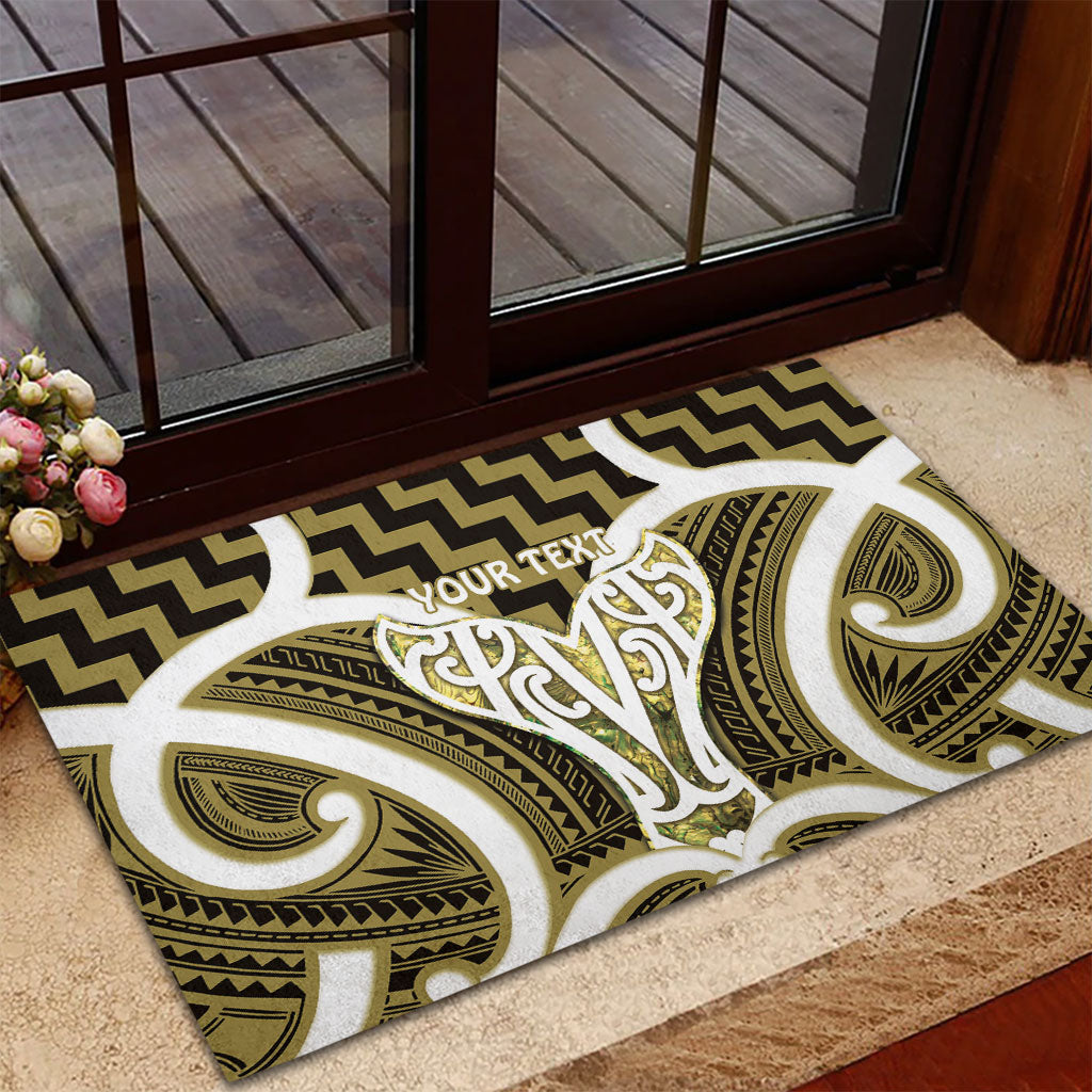 Aotearoa Atua Tangaroa Personalised Rubber Doormat God Of The Sea Maori Whale Tail Yellow