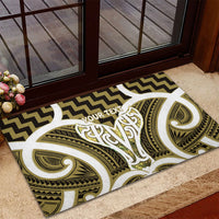 Aotearoa Atua Tangaroa Personalised Rubber Doormat God Of The Sea Maori Whale Tail Yellow