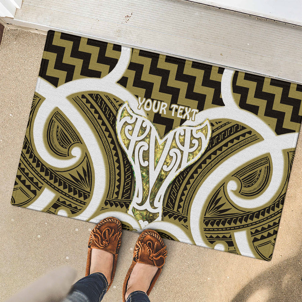 Aotearoa Atua Tangaroa Personalised Rubber Doormat God Of The Sea Maori Whale Tail Yellow