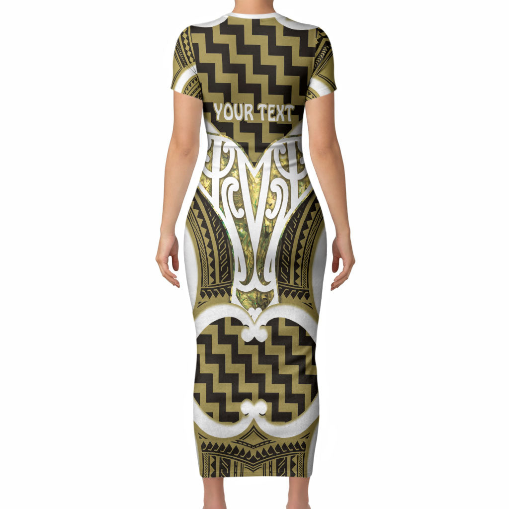 Aotearoa Atua Tangaroa Personalised Short Sleeve Bodycon Dress God Of The Sea Maori Whale Tail Yellow