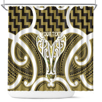 Aotearoa Atua Tangaroa Personalised Shower Curtain God Of The Sea Maori Whale Tail Yellow