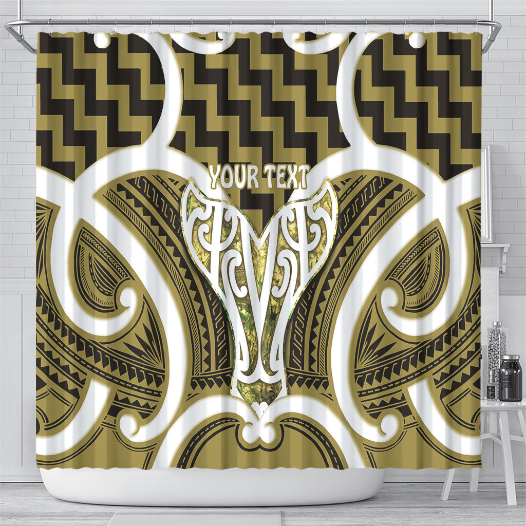 Aotearoa Atua Tangaroa Personalised Shower Curtain God Of The Sea Maori Whale Tail Yellow