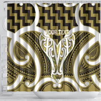 Aotearoa Atua Tangaroa Personalised Shower Curtain God Of The Sea Maori Whale Tail Yellow