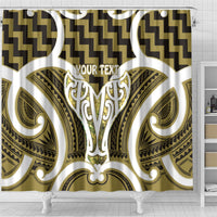 Aotearoa Atua Tangaroa Personalised Shower Curtain God Of The Sea Maori Whale Tail Yellow
