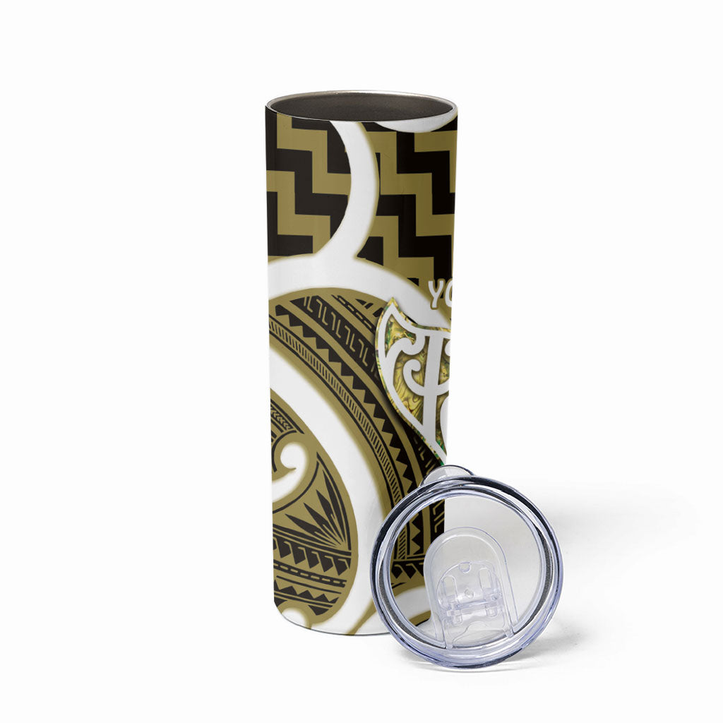 Aotearoa Atua Tangaroa Personalised Skinny Tumbler God Of The Sea Maori Whale Tail Yellow