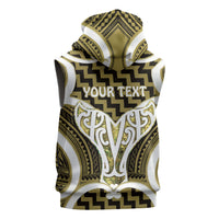 Aotearoa Atua Tangaroa Personalised Sleeveless Hoodie God Of The Sea Maori Whale Tail Yellow