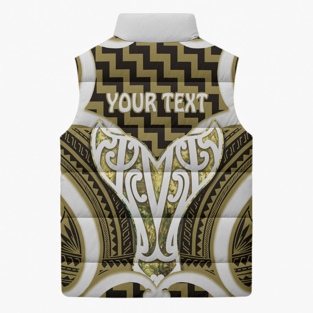 Aotearoa Atua Tangaroa Personalised Sleeveless Puffer Jacket God Of The Sea Maori Whale Tail Yellow