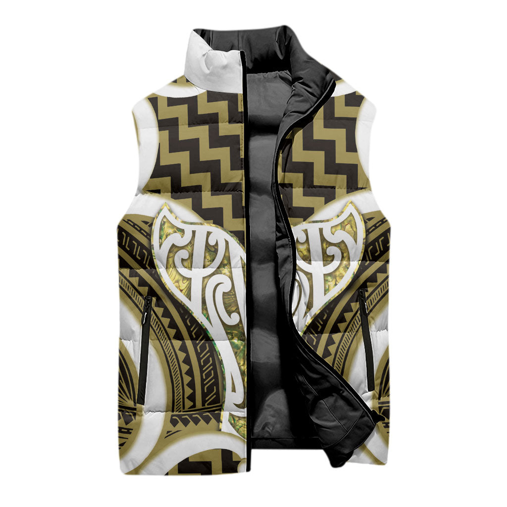 Aotearoa Atua Tangaroa Personalised Sleeveless Puffer Jacket God Of The Sea Maori Whale Tail Yellow