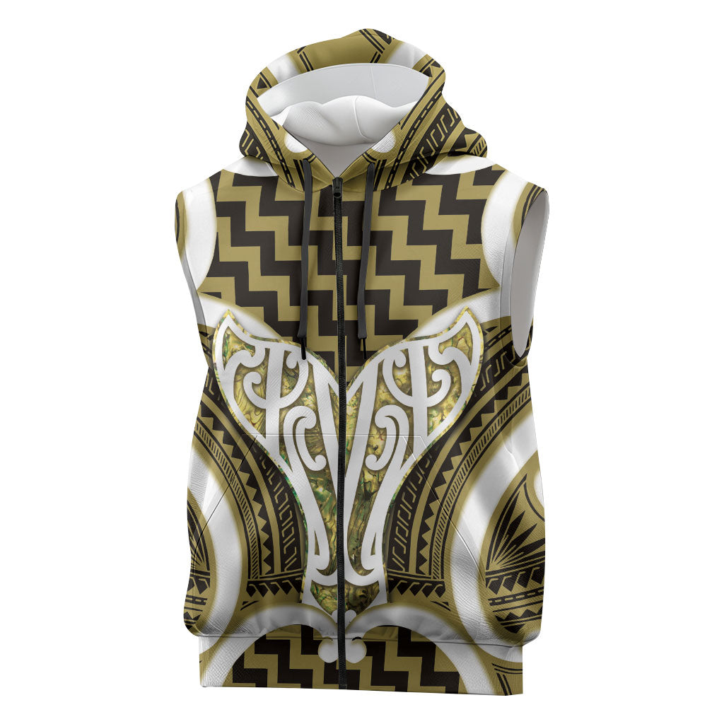 Aotearoa Atua Tangaroa Personalised Sleeveless Zip Hoodie God Of The Sea Maori Whale Tail Yellow