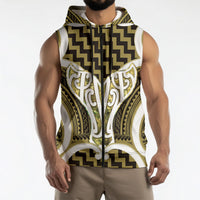 Aotearoa Atua Tangaroa Personalised Sleeveless Zip Hoodie God Of The Sea Maori Whale Tail Yellow