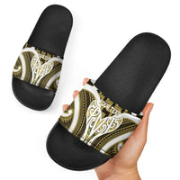 Aotearoa Atua Tangaroa Personalised Slide Sandals God Of The Sea Maori Whale Tail Yellow