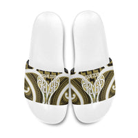Aotearoa Atua Tangaroa Personalised Slide Sandals God Of The Sea Maori Whale Tail Yellow