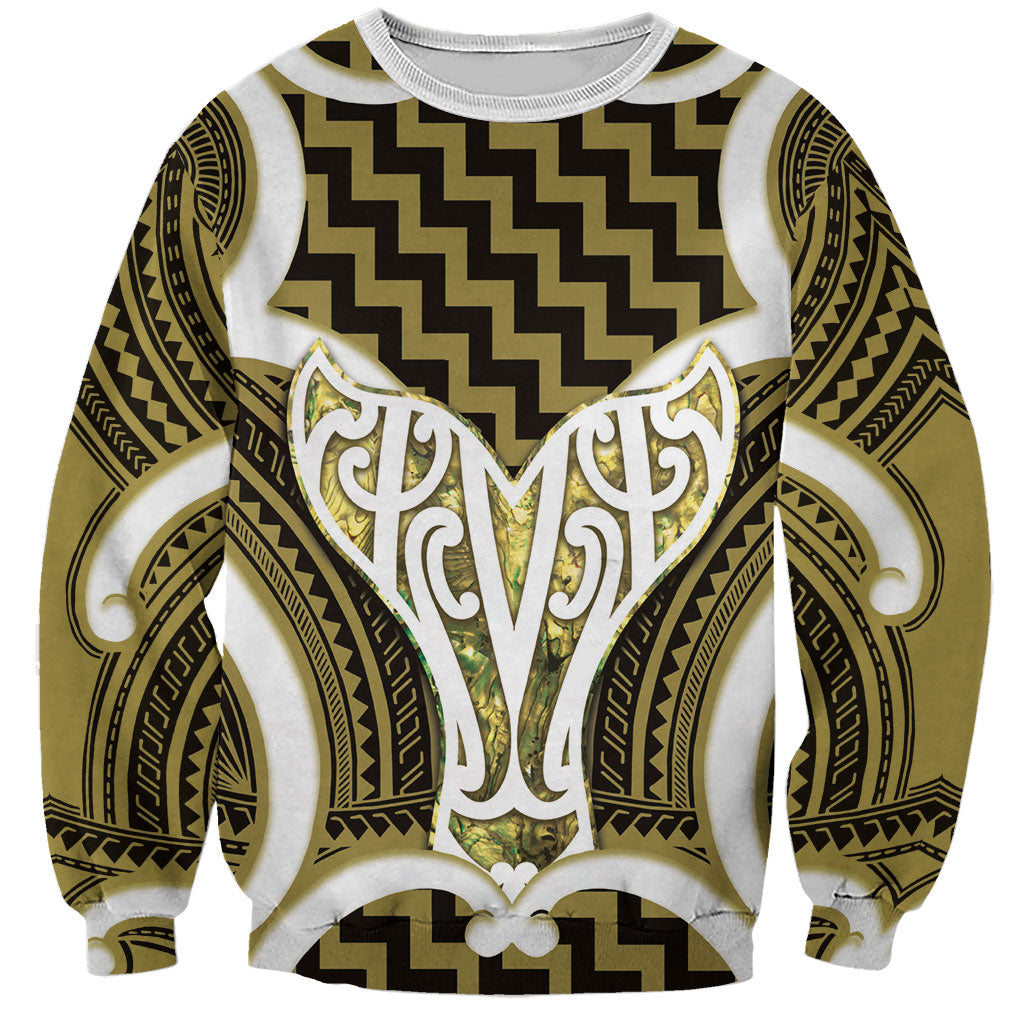 Aotearoa Atua Tangaroa Personalised Sweatshirt God Of The Sea Maori Whale Tail Yellow