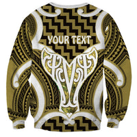 Aotearoa Atua Tangaroa Personalised Sweatshirt God Of The Sea Maori Whale Tail Yellow