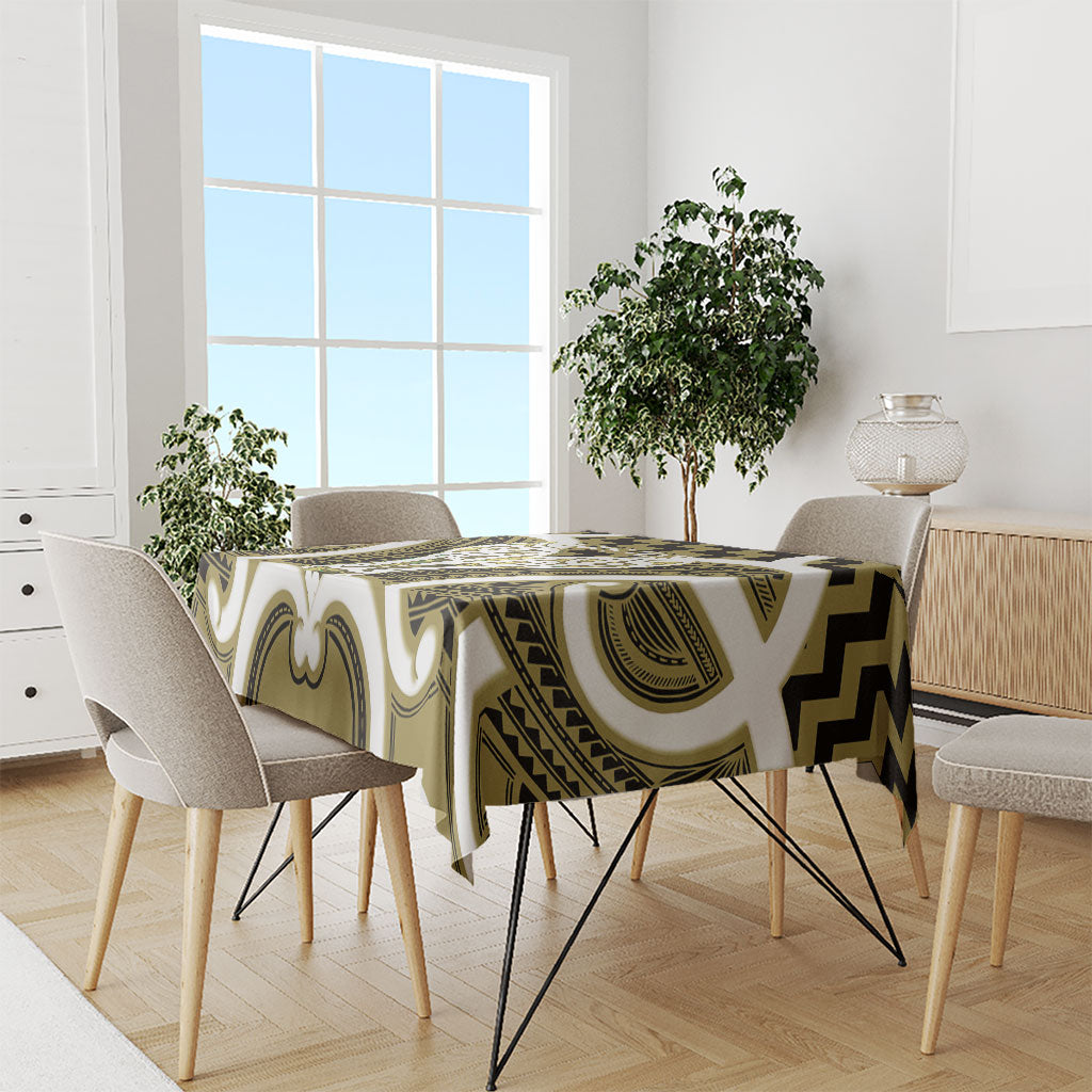 Aotearoa Atua Tangaroa Personalised Tablecloth God Of The Sea Maori Whale Tail Yellow