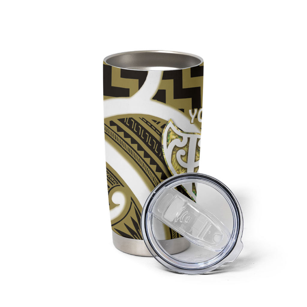 Aotearoa Atua Tangaroa Personalised Tumbler Cup God Of The Sea Maori Whale Tail Yellow