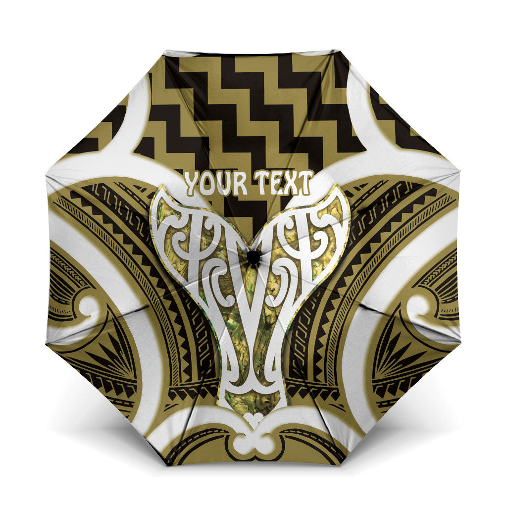 Aotearoa Atua Tangaroa Personalised Umbrella God Of The Sea Maori Whale Tail Yellow