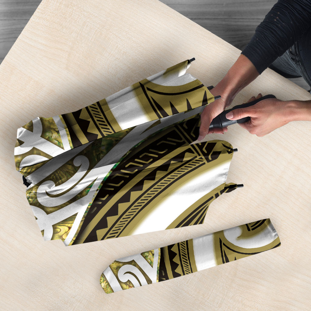 Aotearoa Atua Tangaroa Personalised Umbrella God Of The Sea Maori Whale Tail Yellow