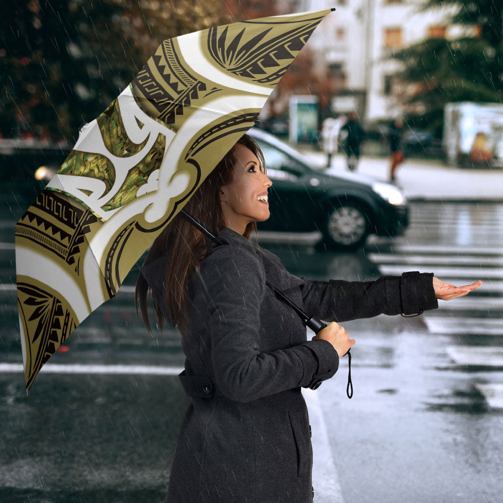 Aotearoa Atua Tangaroa Personalised Umbrella God Of The Sea Maori Whale Tail Yellow