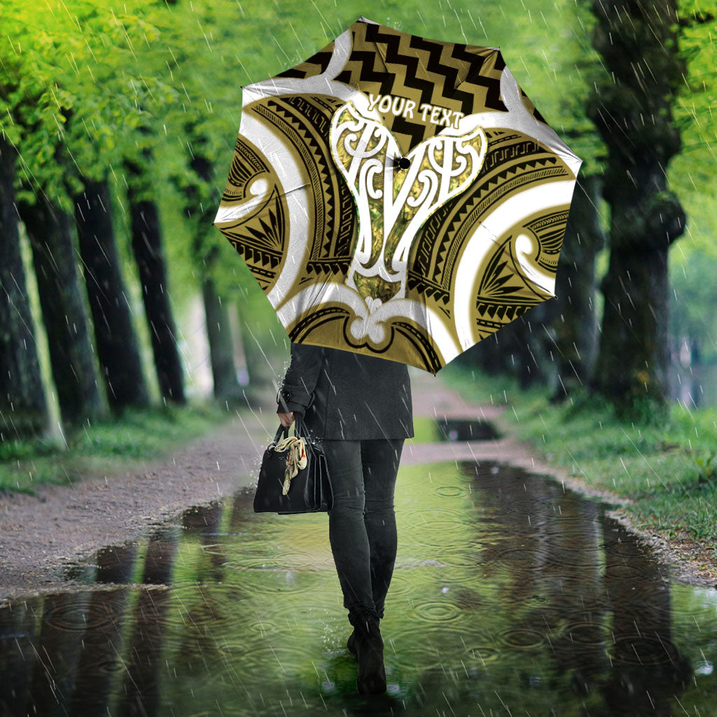 Aotearoa Atua Tangaroa Personalised Umbrella God Of The Sea Maori Whale Tail Yellow