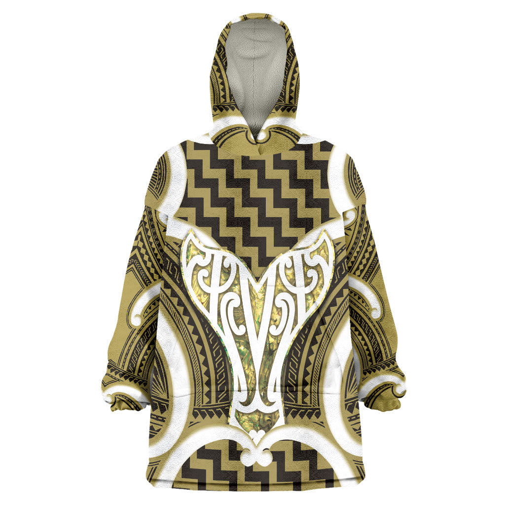 Aotearoa Atua Tangaroa Personalised Wearable Blanket Hoodie God Of The Sea Maori Whale Tail Yellow