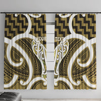 Aotearoa Atua Tangaroa Personalised Window Curtain God Of The Sea Maori Whale Tail Yellow