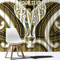 Aotearoa Atua Tangaroa Personalised Window Curtain God Of The Sea Maori Whale Tail Yellow