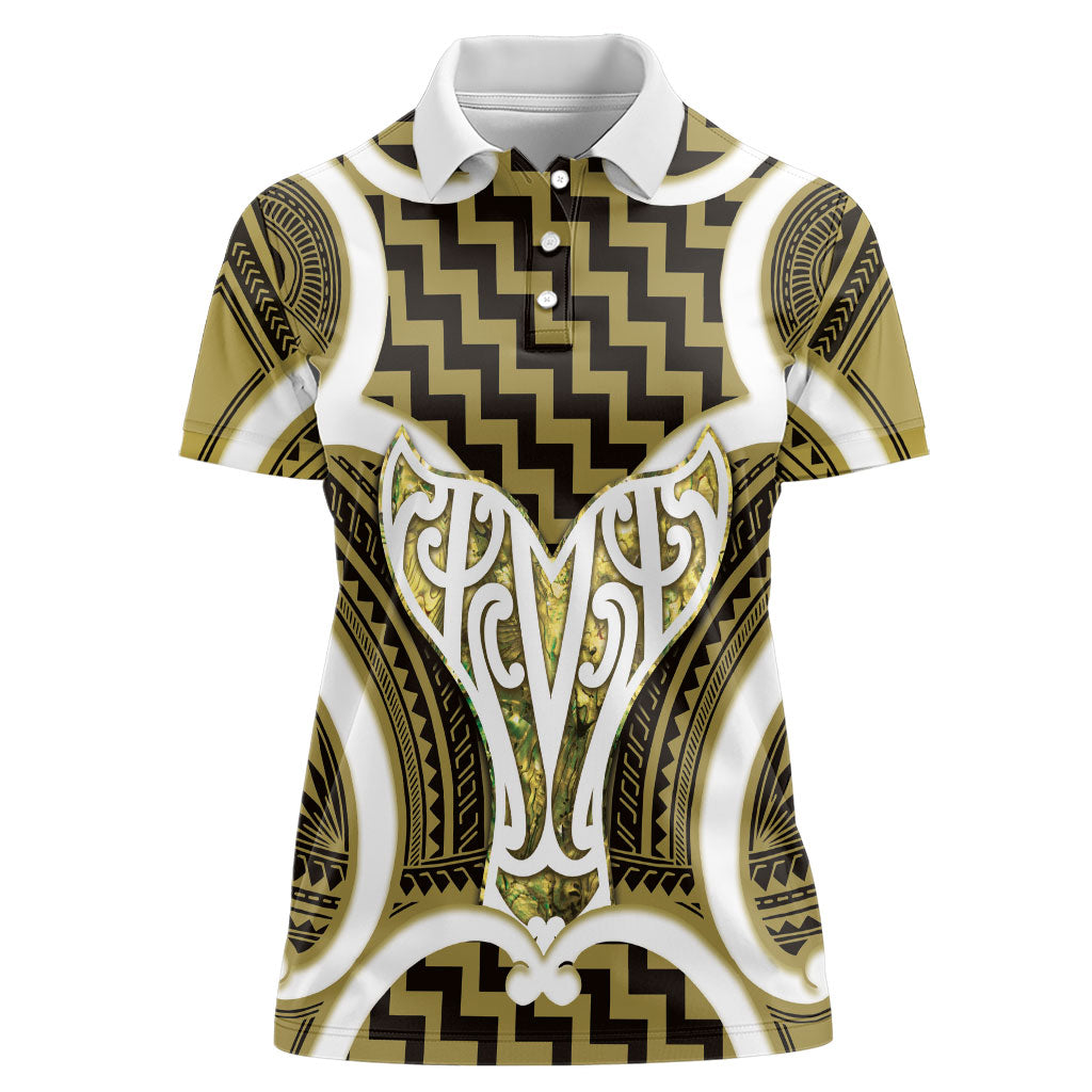 Aotearoa Atua Tangaroa Personalised Women Polo Shirt God Of The Sea Maori Whale Tail Yellow