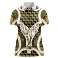 Aotearoa Atua Tangaroa Personalised Women Polo Shirt God Of The Sea Maori Whale Tail Yellow