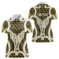 Aotearoa Atua Tangaroa Personalised Women Polo Shirt God Of The Sea Maori Whale Tail Yellow