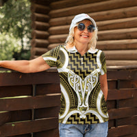 Aotearoa Atua Tangaroa Personalised Women Polo Shirt God Of The Sea Maori Whale Tail Yellow