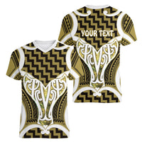 Aotearoa Atua Tangaroa Personalised Women V-Neck T-Shirt God Of The Sea Maori Whale Tail Yellow