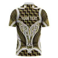 Aotearoa Atua Tangaroa Personalised Zipper Polo Shirt God Of The Sea Maori Whale Tail Yellow