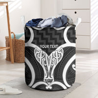 Aotearoa Atua Tangaroa Personalised Laundry Basket God Of The Sea Maori Whale Tail Black