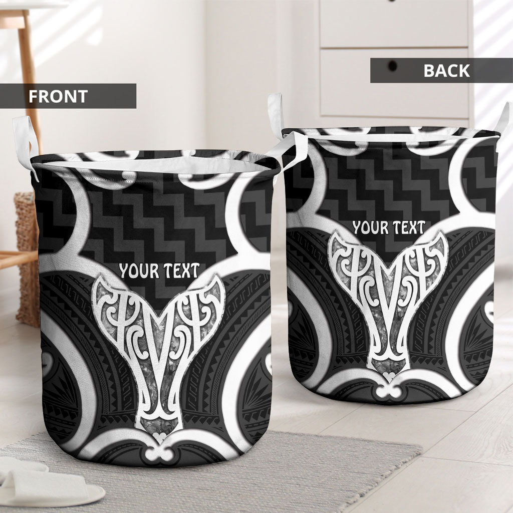 Aotearoa Atua Tangaroa Personalised Laundry Basket God Of The Sea Maori Whale Tail Black
