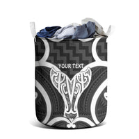 Aotearoa Atua Tangaroa Personalised Laundry Basket God Of The Sea Maori Whale Tail Black