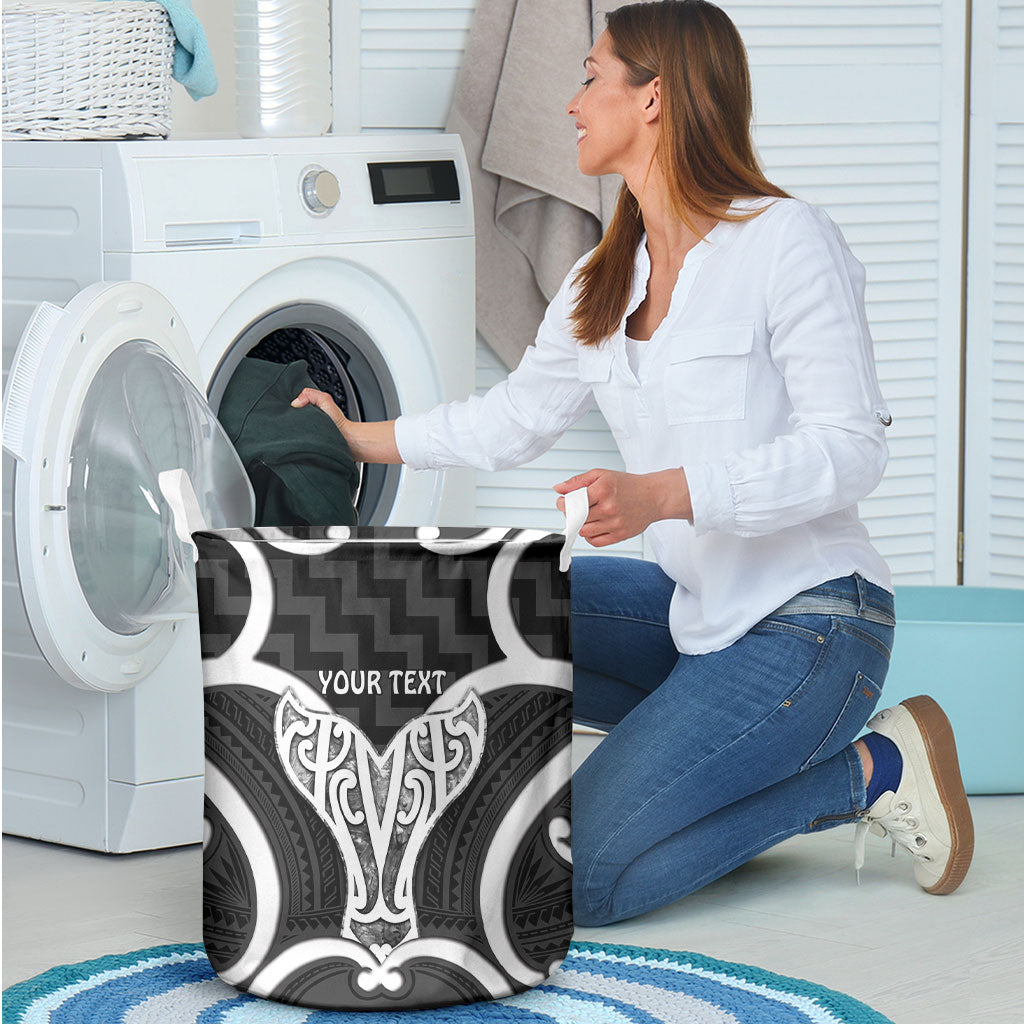 Aotearoa Atua Tangaroa Personalised Laundry Basket God Of The Sea Maori Whale Tail Black