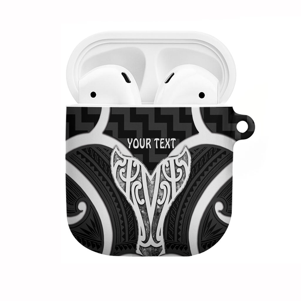 Aotearoa Atua Tangaroa Personalised AirPods Case God Of The Sea Maori Whale Tail Black